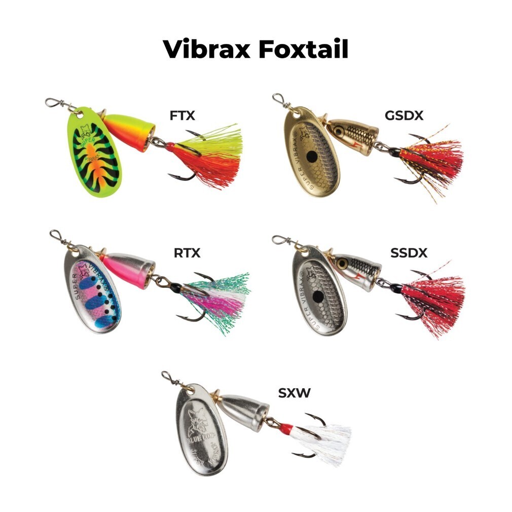 Size 2 Blue Fox Vibrax Foxtail 6gm Spinner Lure - Rainbow Trout