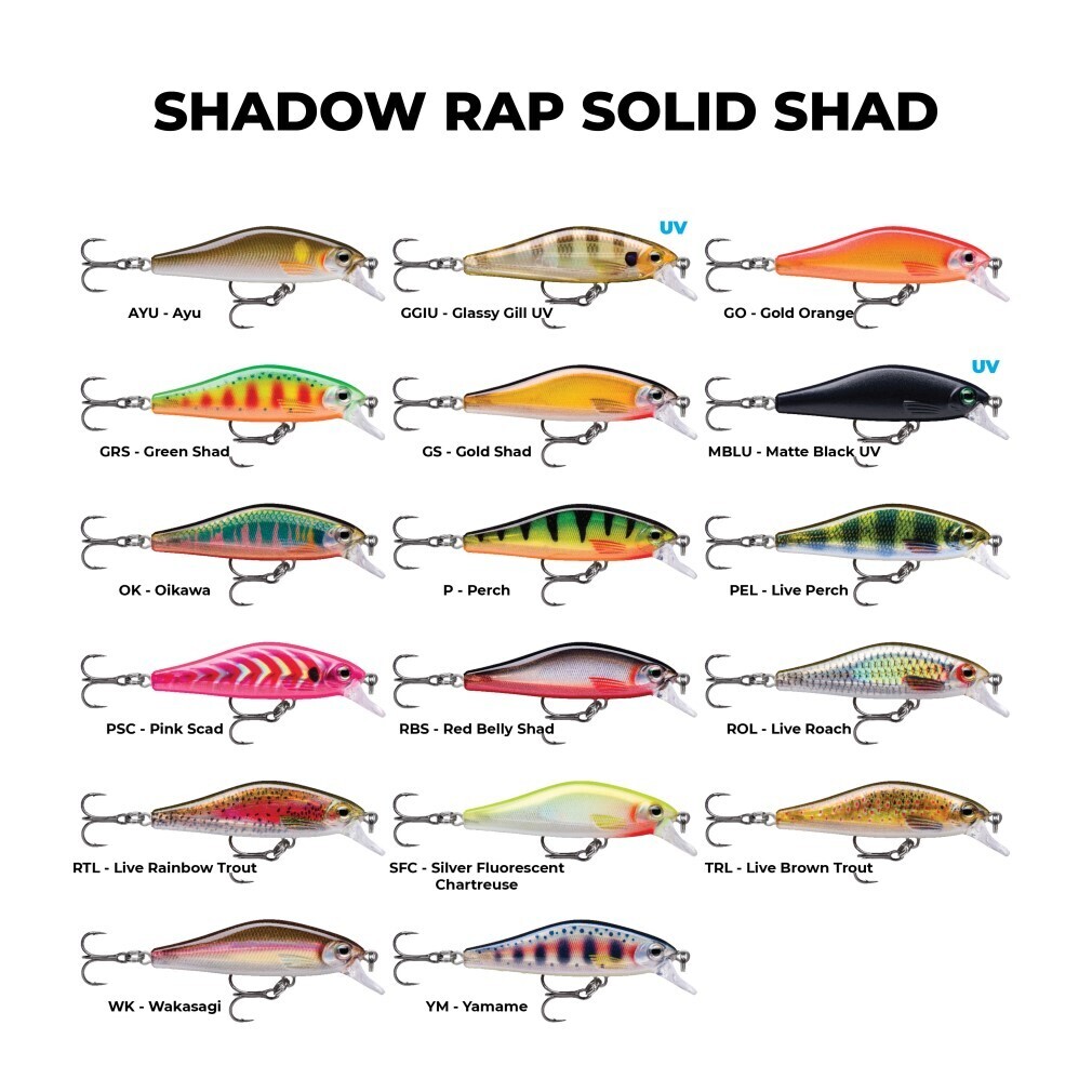 6cm Rapala Shadow Rap Solid Shad Fast Sinking Jerkbait