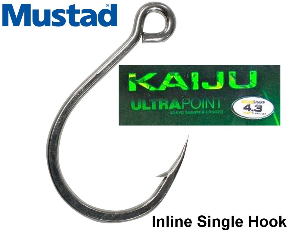 Mustad Kaiju 10121NP-NT Inline Single Hooks - Veals Mail Order