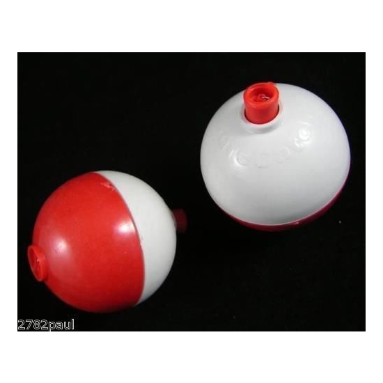 2 X 2 Inch Red and White Push Button Fishing Floats - Surecatch