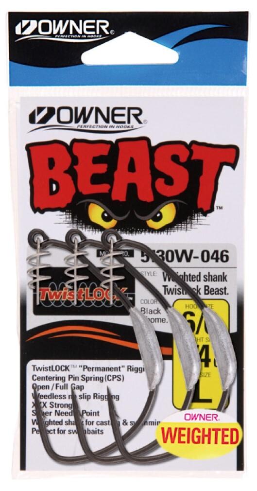 Owner Weighted Beast Hook with Twistlock 2pk 8/0 3/4oz | 5130W-118