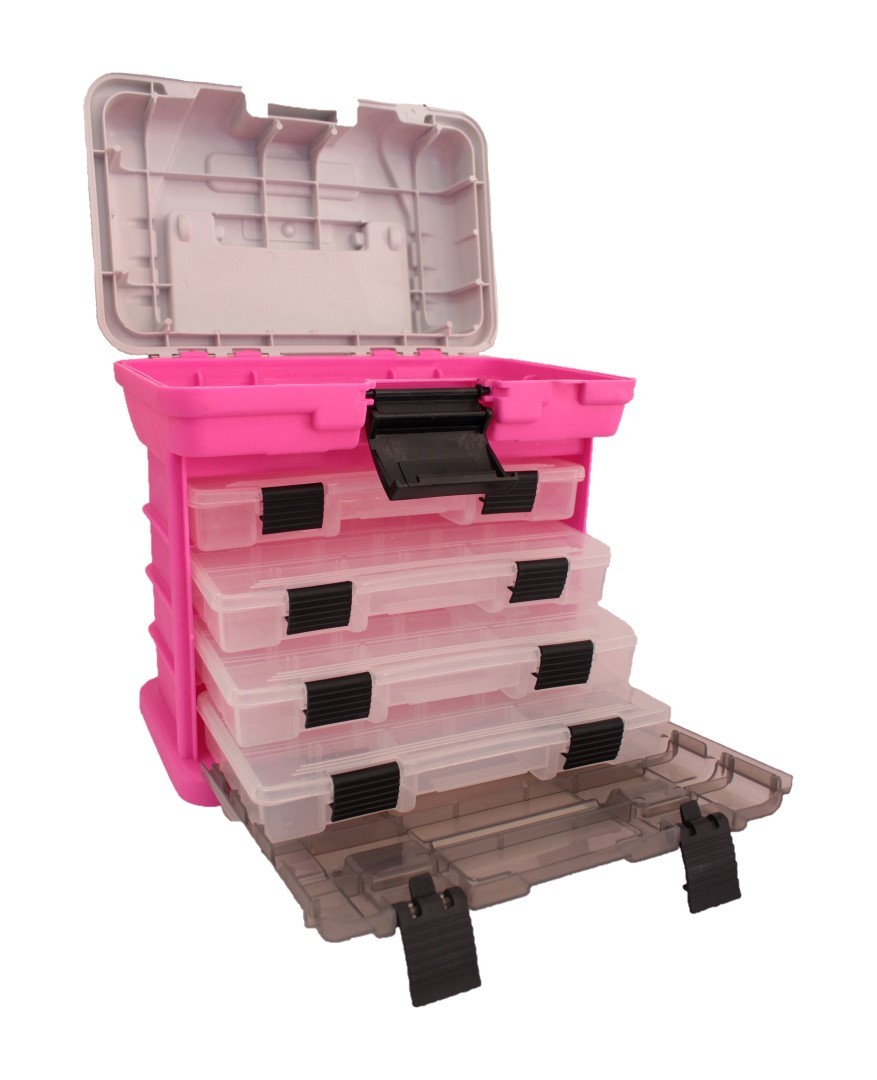large pink tackle box