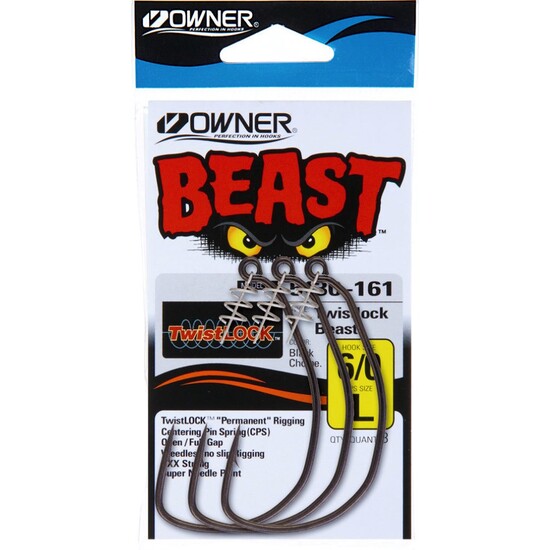1 Packet of Owner 5130 Beast Unweighted Hooks with Twistlock Centering Pins