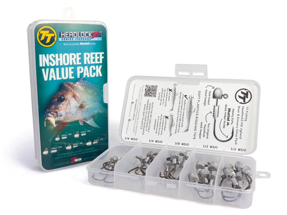 TT Fishing Headlockz HD Inshore Reef Value Pack -TT Lures Assorted Jig Heads  Kit