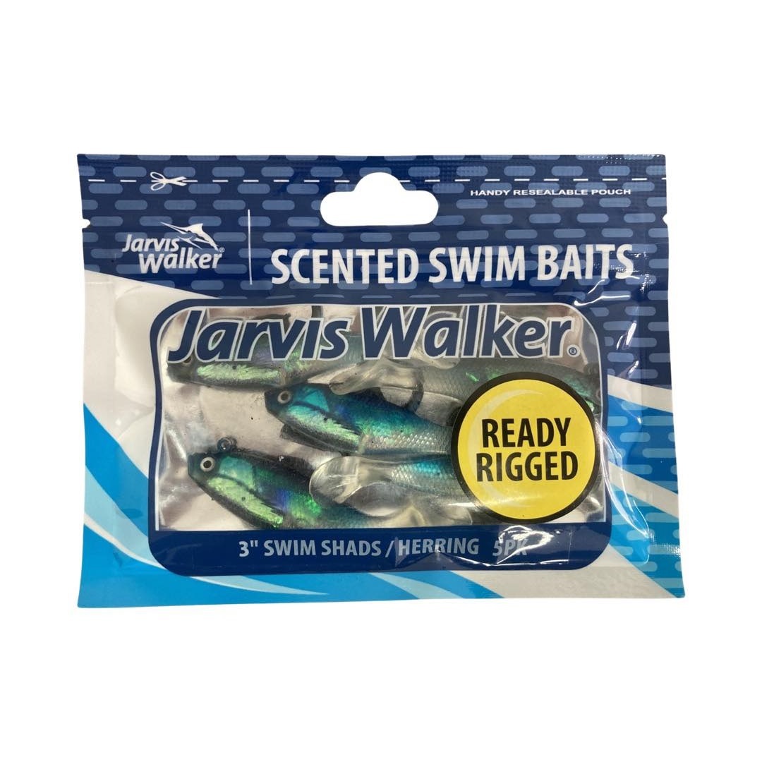 5 Pack of Jarvis Walker 3 Rigged Swim Shad Scented Soft Plastic
