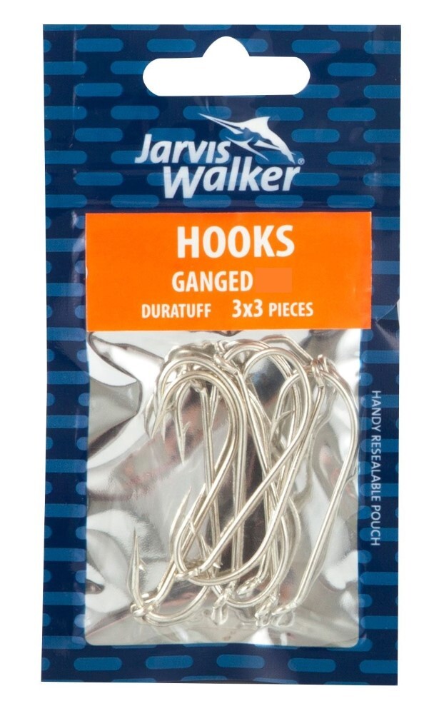 3 Sets of 3 Jarvis Walker Size 2/0 Duratuff Gang Hooks - 3 x 3 Ganged Hooks