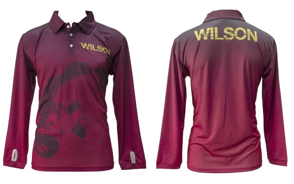 Wilson Maroon Barra Tournament Long Sleeve Fishing Shirt with Collar