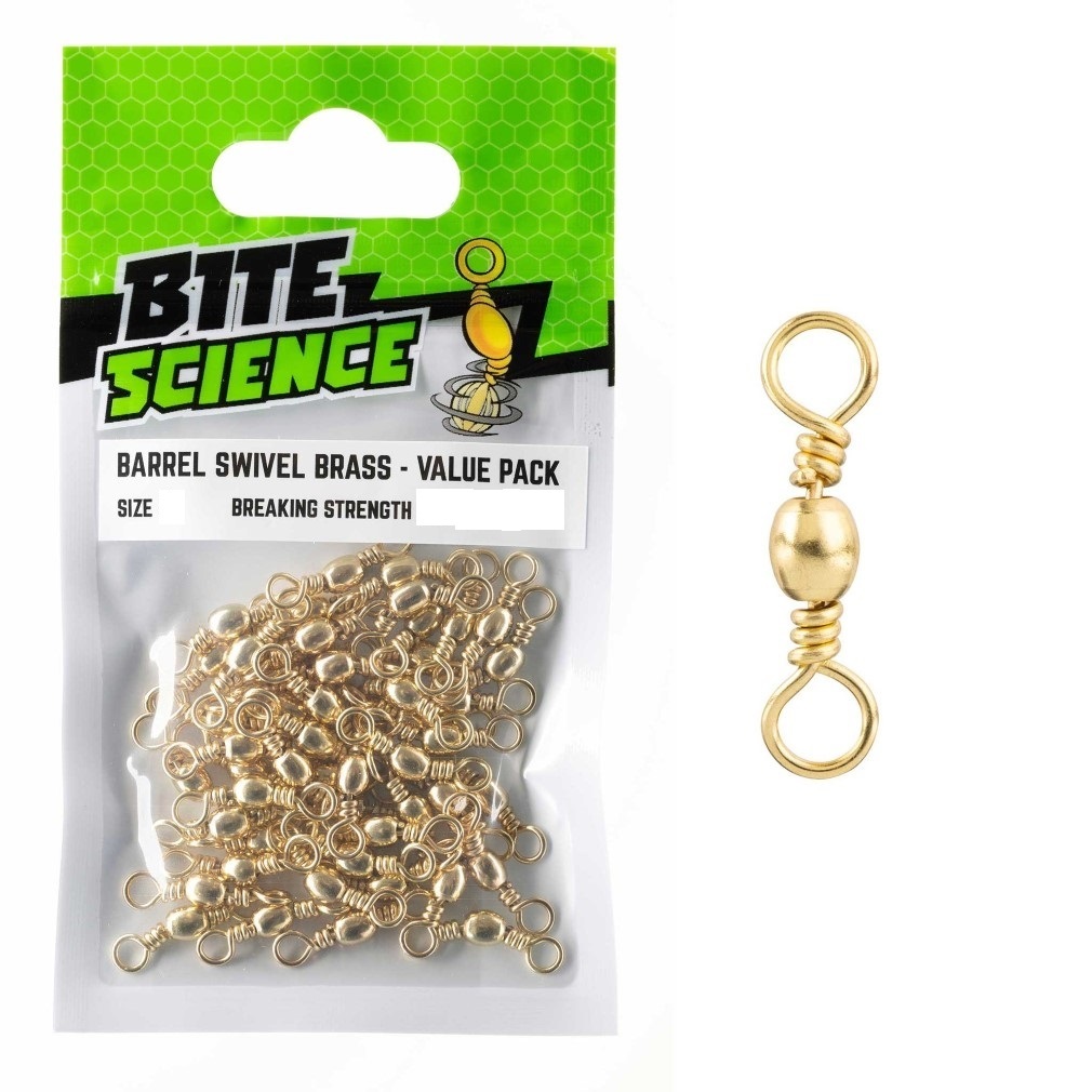 Bulk Pack of Bite Science Brass Barrel Fishing Swivels