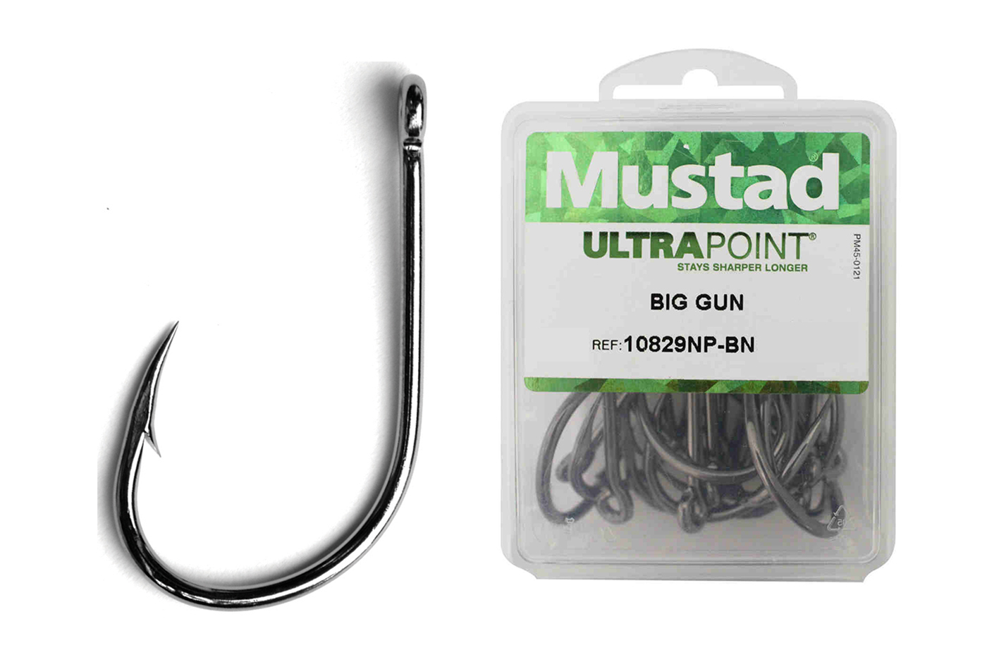 3 Packs of Mustad 10829NPBLN Big Gun Chemically Sharp Fishing Hooks