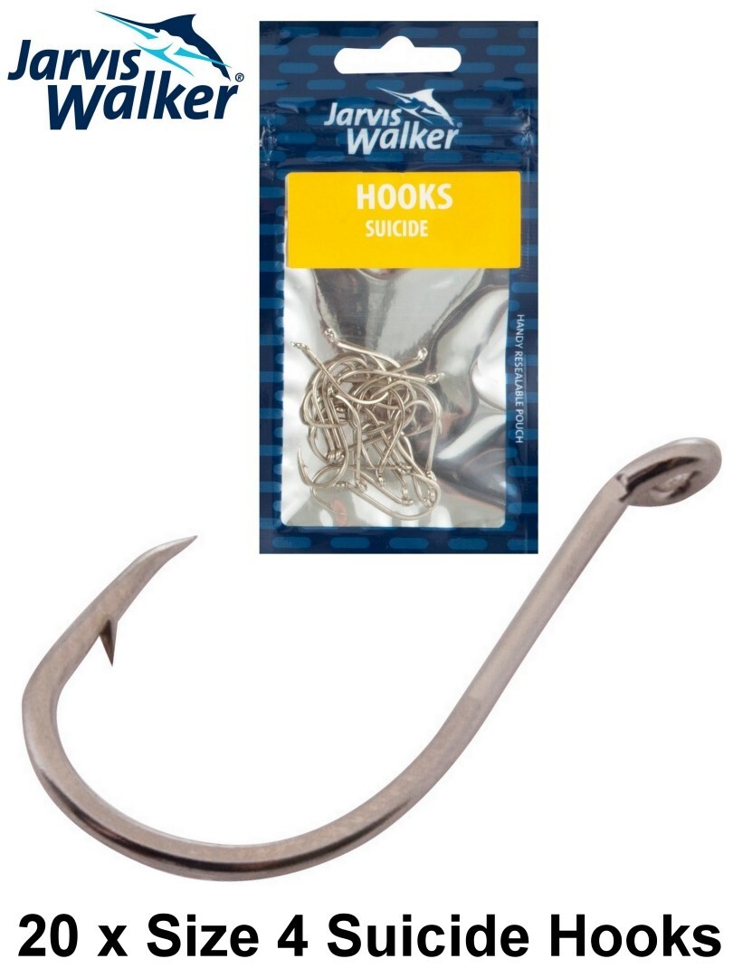 1 Packet of Jarvis Walker Nickle Suicide Fishing Hooks - 7 Sizes