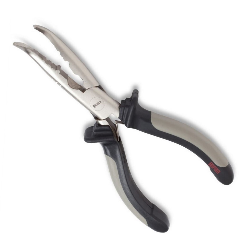 Rapala 6 1/2 Inch Bent Nose Fishing Pliers With Side Cutter Crimping  Function