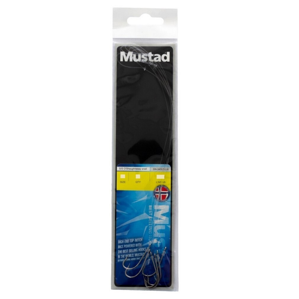 6 Pack of Mustad Hand Tied Snelled Rigs with 34007 Stainless Steel
