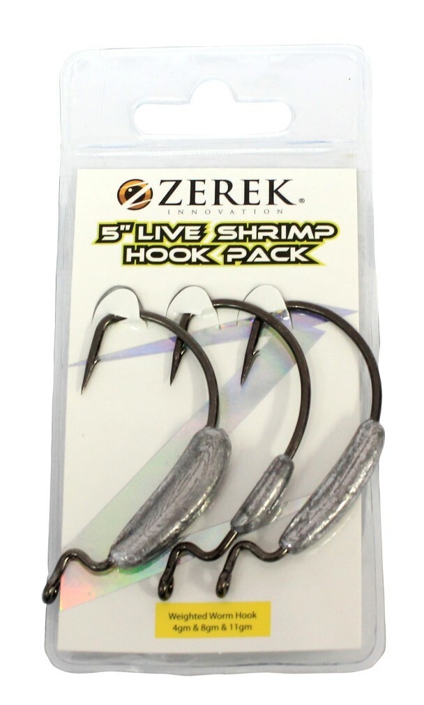 Zerek Weighted Worm Hook Pack for 5 Inch Live Shrimps