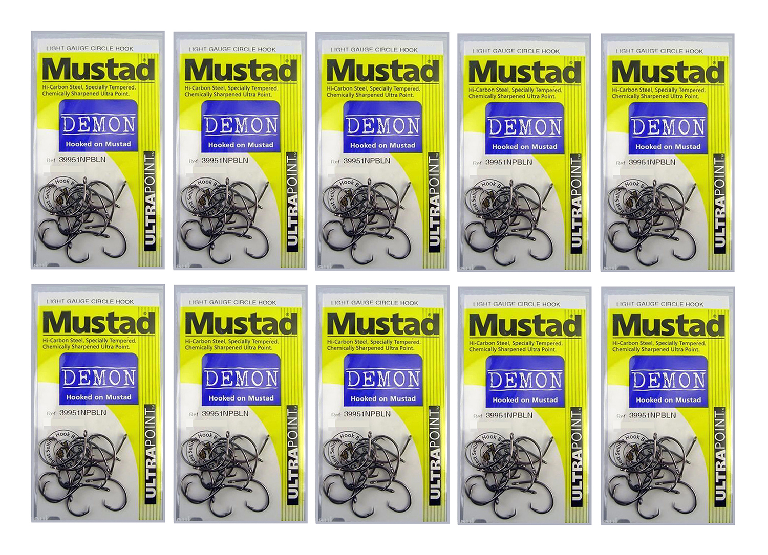 Mustad Demon Size 3/0 - 39951npbln- Bulk 10 Pce Value Pack -Chemically  Sharpened