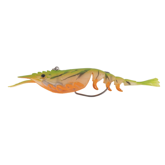 Berkley Shimma Shrimp Weedless 120mm Rigged Soft Bait Lure - Fire Tiger Shrimp