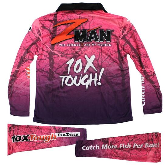 Size 5XL Zman Pink Ladies Long Sleeve Tournament Fishing Shirt with Collar