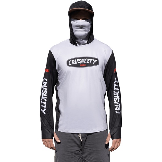 Medium Rapala Crush City Hooded Long Sleeve Fishing Shirt with Built-In Face Mask