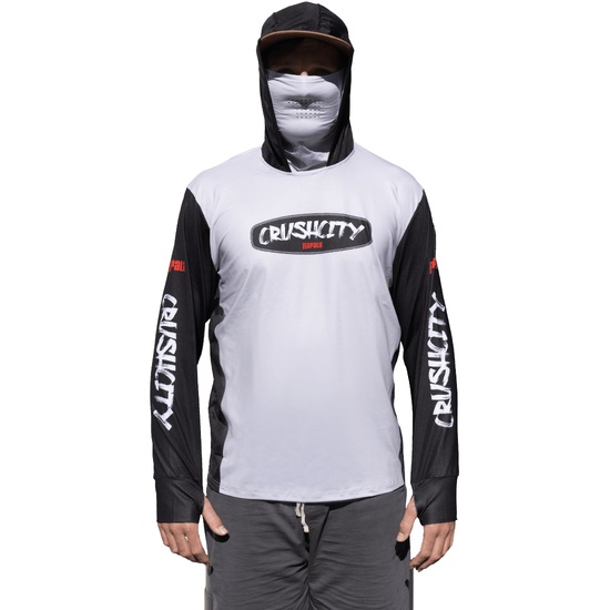 Rapala Crush City Hooded Long Sleeve Fishing Shirt with Built-In Face Mask