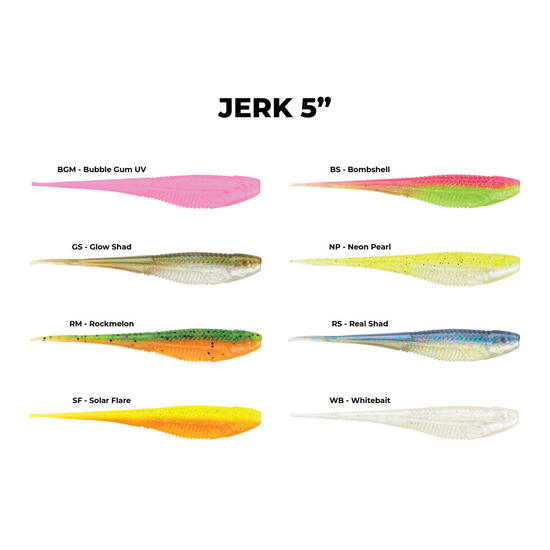 5 Pack of 5 Inch Rapala Crush City The Jerk Soft Plastic Minnow Lures