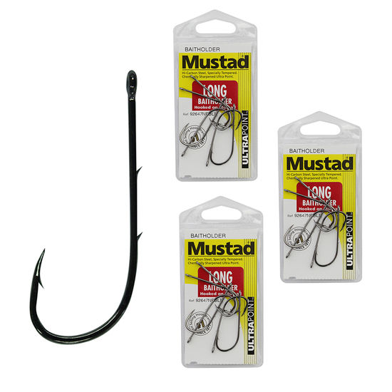 1 Box of Mustad 92647S Long Baitholder Stainless Steel Fishing Hooks