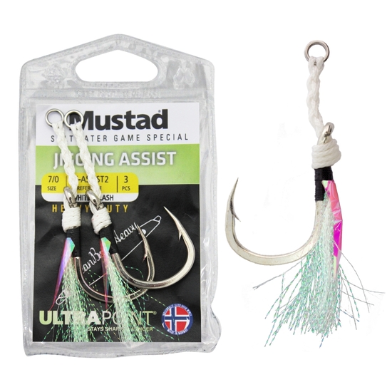 3 Pack of Surecatch Mid Length Stinger Jigging Hook Rigs - Mustad Hooks  (Size 2)