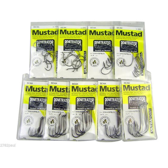 Mustad Big Red Bulk 12 Pc Pack All Sizes-6,4,2,1,1/0,2/0,3/0,4/0,5/0