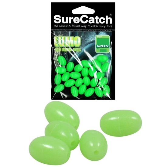 Surecatch 4mm Soft Oval Lumo Beads - Green Luminous Fishing Beads