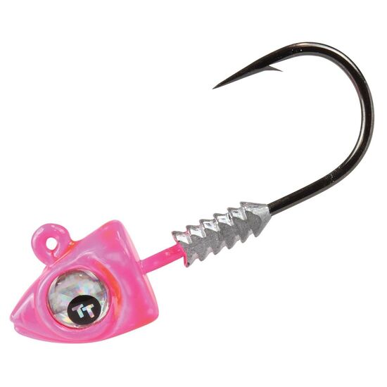 3 Pack of 1/6oz Size 3/0 TT Fishing Big EyeZ Pink Jigheads with Silver Eyes