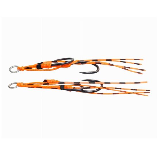 2 Pack of Small TT Lures Orange Tiger Assist Hooks - Rigged with Owner Hooks