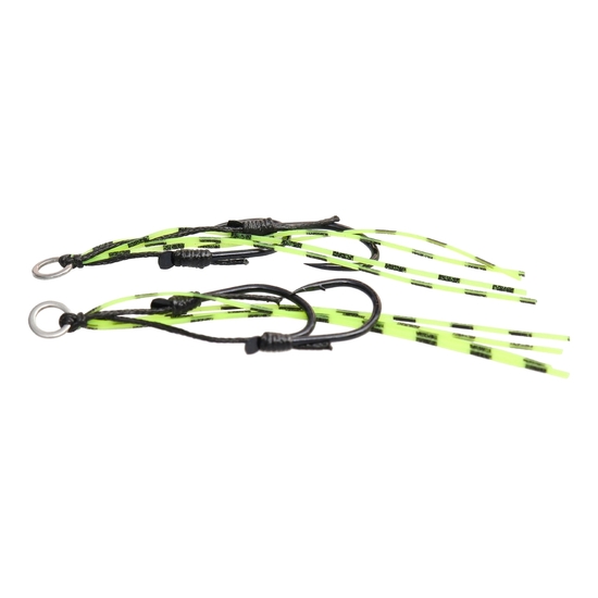 2 Pack of Small TT Lures Chartreuse Tiger Assist Hooks - Rigged with Owner Hooks