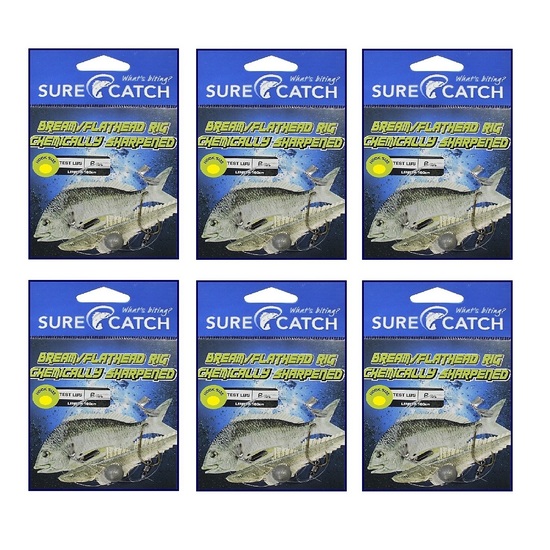 6 x Surecatch Pre-Tied Bream/Flathead Fishing Rig with Chemically Sharpened Hooks[Hook Size: 2]