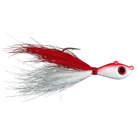 Mustad Big Eye Bucktail Jigs 1oz - Red White