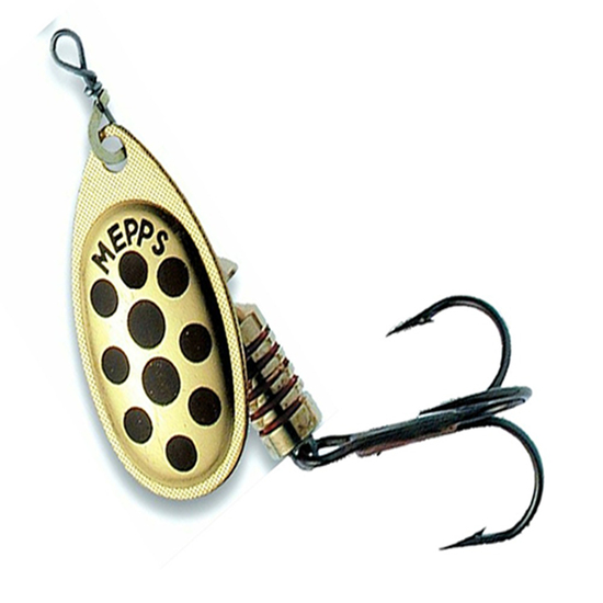 Mepps Lures Aglia Decorees Gold Black Dots - Size 1, 3.5g