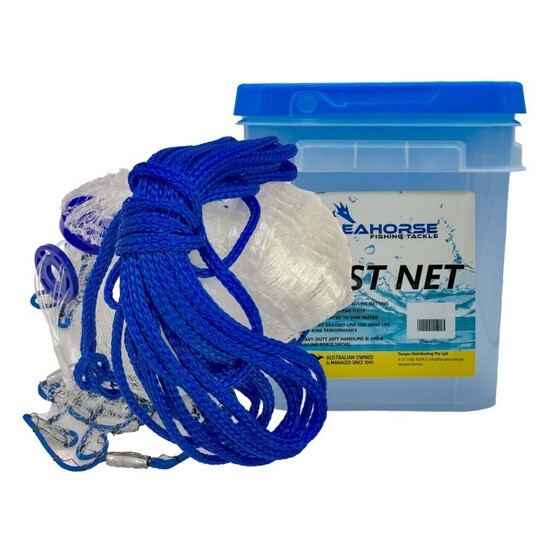 Seahorse Lead Weighted 10ft Mono Drawstring Cast Net with 3/4 Inch