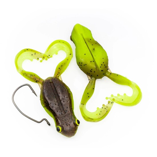 4 Pack of 40mm Chasebaits Flexi Frog Soft Bait Fishing Lures - Green Pumpkin Chartreuse