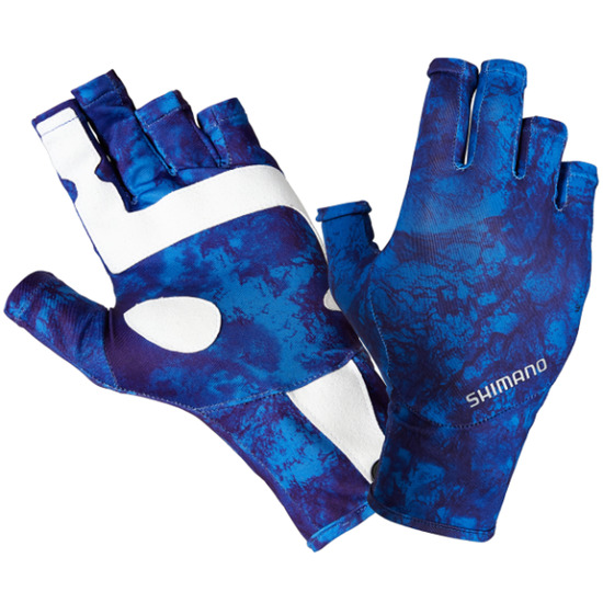 Shimano Medium Water Camo Fingerless UPF 50+ Sun Gloves