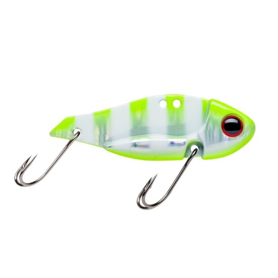 13gm Storm Gomoku Ultra Blade Lure - Rigged with Premium VMC Double Hooks - UV Chartreuse Glow Zebra