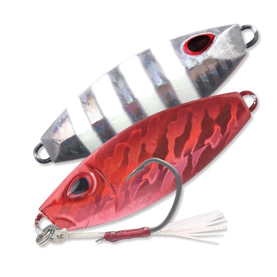 120gm Storm Gomoku Slow Rocker Jig - Compact Slow Pitch Jig Lure - Black Zebra/Red