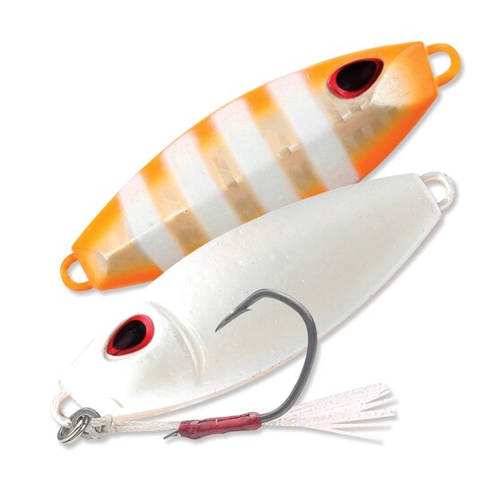 70gm Storm Gomoku Slow Rocker Jig - Compact Slow Pitch Jig Lure - Orange Zebra/Pearl