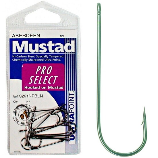 1 Packet of Size 4 Mustad 3261NPBLN Aberdeen Long Shank Fishing Hooks - Black Nickel