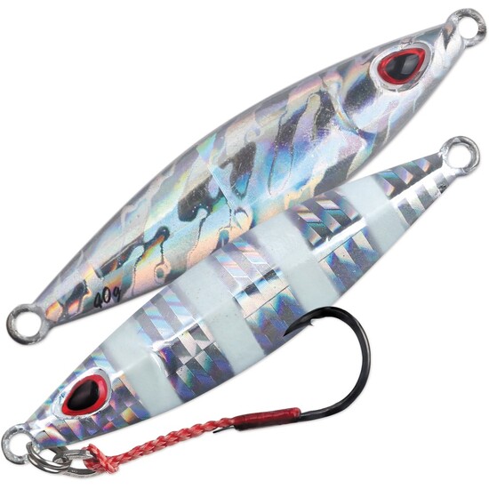 80gm Storm Gomoku Koika Jig - Slow Pitch Jig Fishing Lure - Naked Flash Zebra