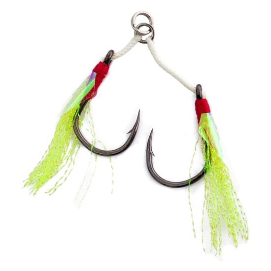 2 Pack Of Size 1 Mustad Light Jig Assist Hooks - Double Hook Fishing Rigs