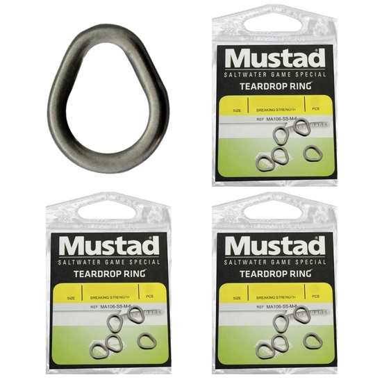 3 x Packets of SS Mustad Stainless Steel Teardrop Rings For Fishing Lures