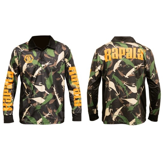 Size 12 Rapala Kids Camo Long Sleeve Tournament Fishing Shirt-UPF 30+ Fishing Jersey