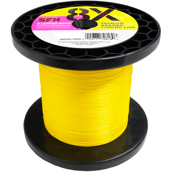 3200M Spool of 30lb Yellow Sufix SFX 8X Premium Braided Fishing Line -8 Carrier Braid