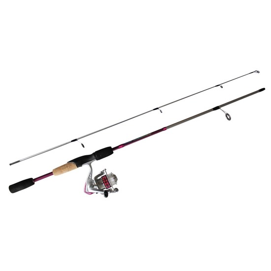 Pink 6'6 Okuma Steeler XP 2 Piece Fishing Rod and Reel Combo Spooled with Line