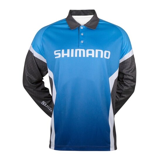 Large Shimano Blue Corporate Long Sleeve Tournament Fishing Shirt - Sublimated UPF30+