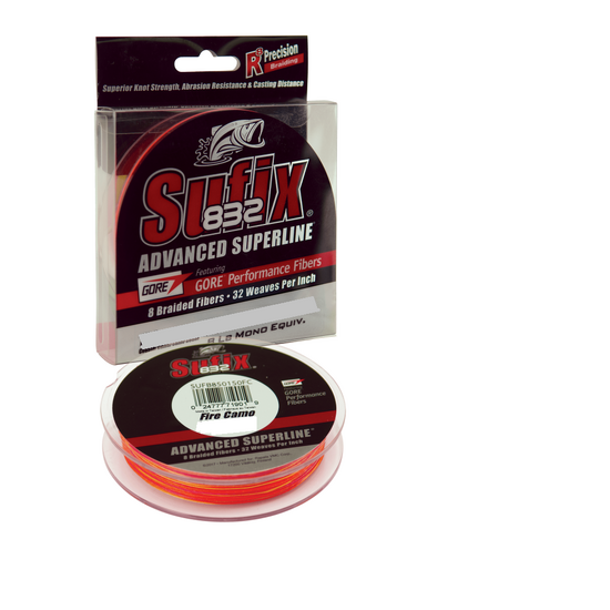 300yd Spool of 10lb Sufix 832 Superline Braided Fishing Line - Fire Camo Braid