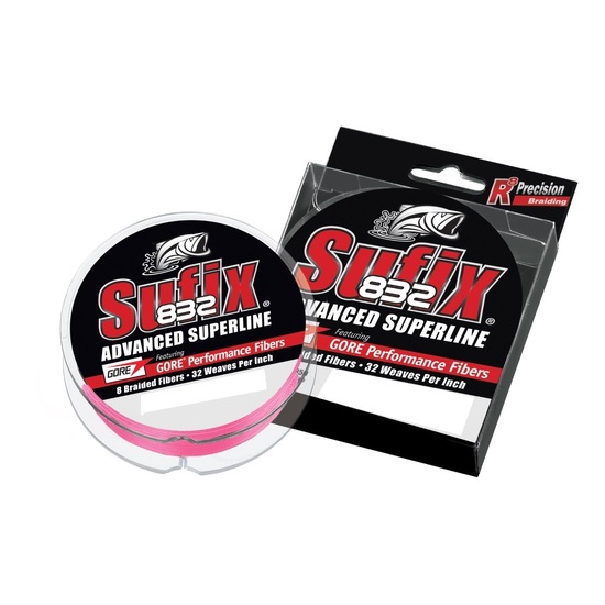 150yd Spool of 20lb Sufix 832 Superline Braided Fishing Line - Pink Braid