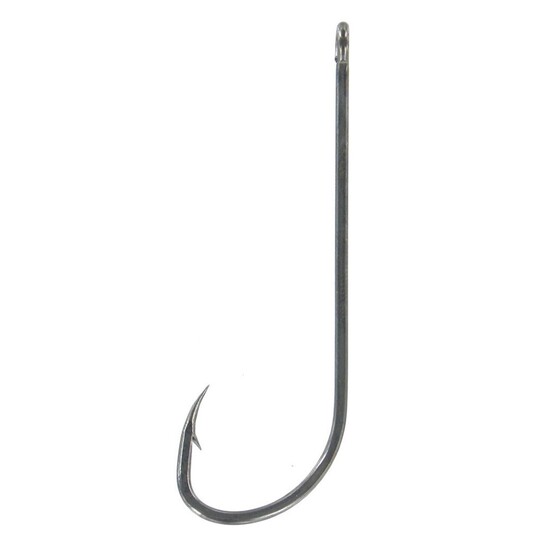 25 Pack of Size 1/0 Shogun T483 Black Long Shank Fishing Hooks - Chemically Sharpened